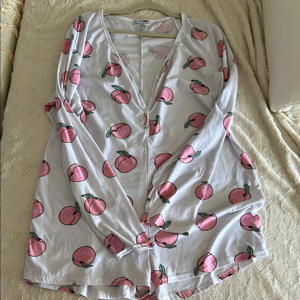 Peach Print Long Sleeve Pajamas